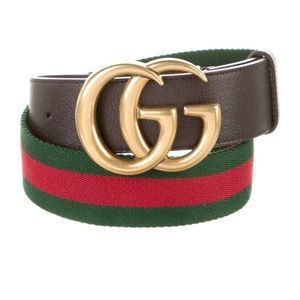 Gucci belt red green classic strap with gold buckle.